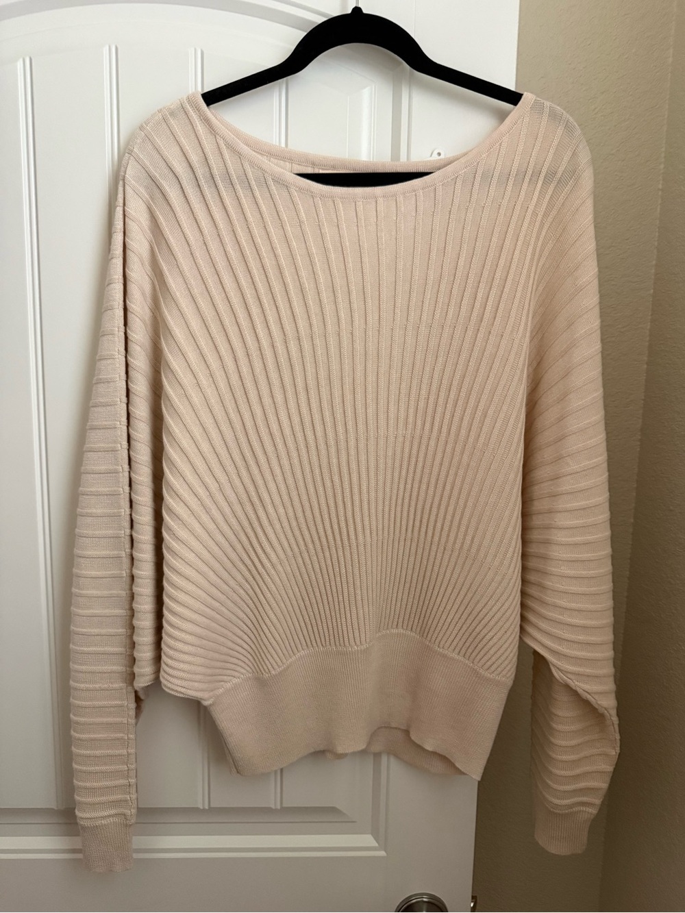 Promesa Cream Ribbed Scoopneck Sweater